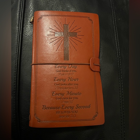 Leather Journal with inspirational Bible verse and band closure. ❤️❤️❤️ - Picture 2 of 11